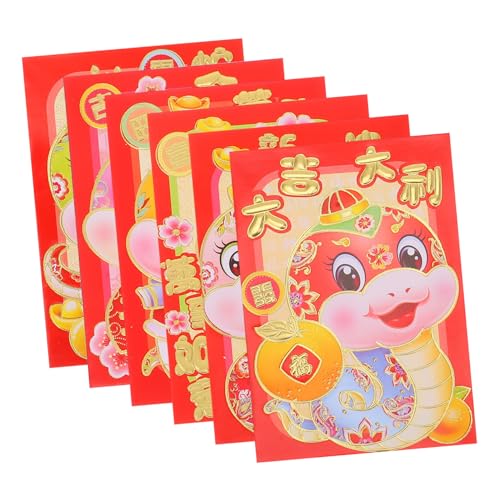 MINAOLULUS 36個年干支蛇お年玉袋 和紙製 春節祝い用 マネー封筒 キャラクター蛇デザイン 伝統的な赤いポチ袋 現贈呈用