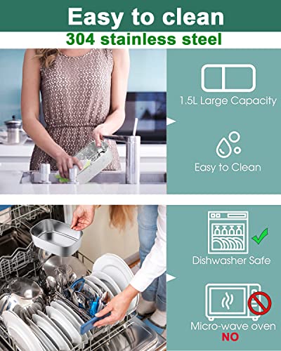 Andmenow 80W Faster Electric Lunch Box[2023 Update], Home Office Truck Car Food Warmer, Portable Food Heater With 304 Stainless Steel Container, Spoon & Fork And Carry Bag (Greygreen) #TOP5