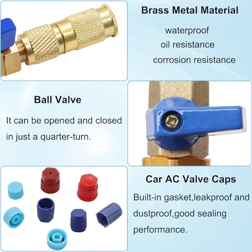 Image of TWTADE R134A Valve Core Quick Remover Installer Tool Kit - High Low Pressure Car A /C Valve Core Removal Tool, Schrader Valve Stem Cores & Seal Caps for R12 R134a Refrigeration Air Conditioner System