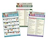 Set of 3 Magnetic List Toxic Safe Harmful Foods and Plants Flowers for Pets - Dog Cat Information Chart - Decorative Magnets - Pet Safety - Pet Adoption Essentials Gift 5.5 x 8.5 inches