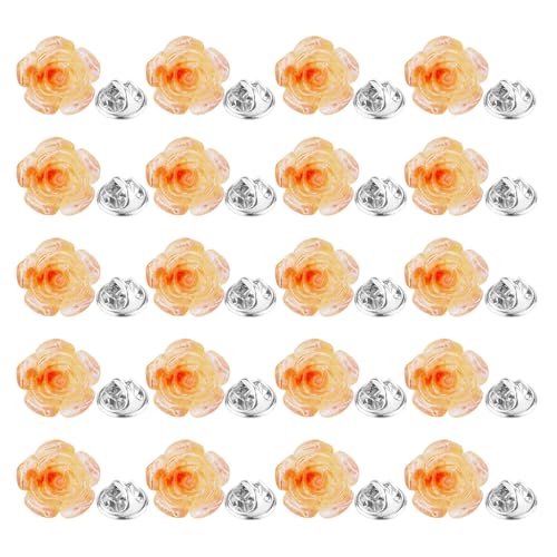 Image of 20 Pcs Enamel Rose Flowe Brooches Pins for Women Colorful Floral Brooch Flower Lapel Pin Badge Crafts Breastpin Jewelry Gift for Women Men Clothing Bags Backpacks Jackets Hat