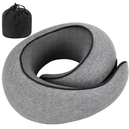 Image of Neck Pillow | Compact Travel Pillows for Airplanes, Car Trips and Home Comfort| Foldable Memory Foam Neck Support | Size Adjustable for Adults and Kids | Lightweight (0.60 Pounds) and U-Shape Design