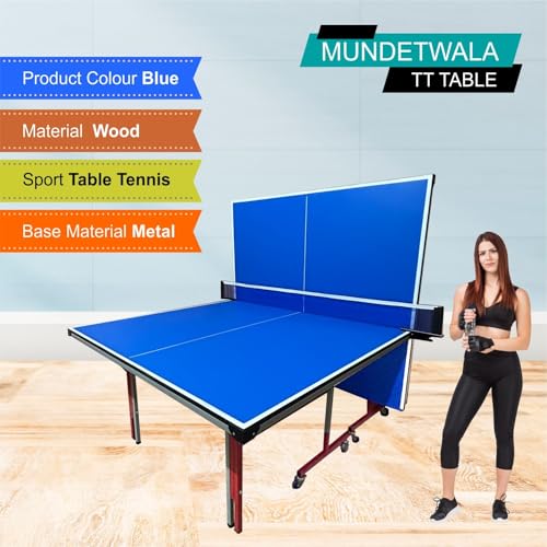 Image of ‎Classic Action Wood Table Tennis Table w /Both Side Laminated & Wheels w /Lock (TT Table Net + 2 TT Table Racket & 2 Balls) (18 mm Top Thickness Action Model)