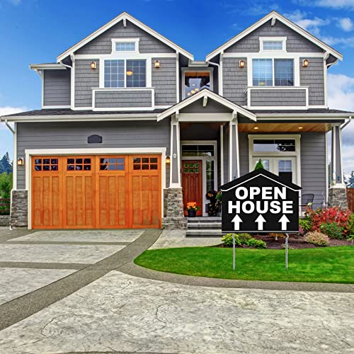 3 Pcs Open House Signs Real Estate Sign Posts With Directional Arrows Corrugated Plastic Double Sided Open House Yard Signs 12 X 16 Inches Tall Stands For Agent Outdoor Open House Supplies (Black) #TOP6