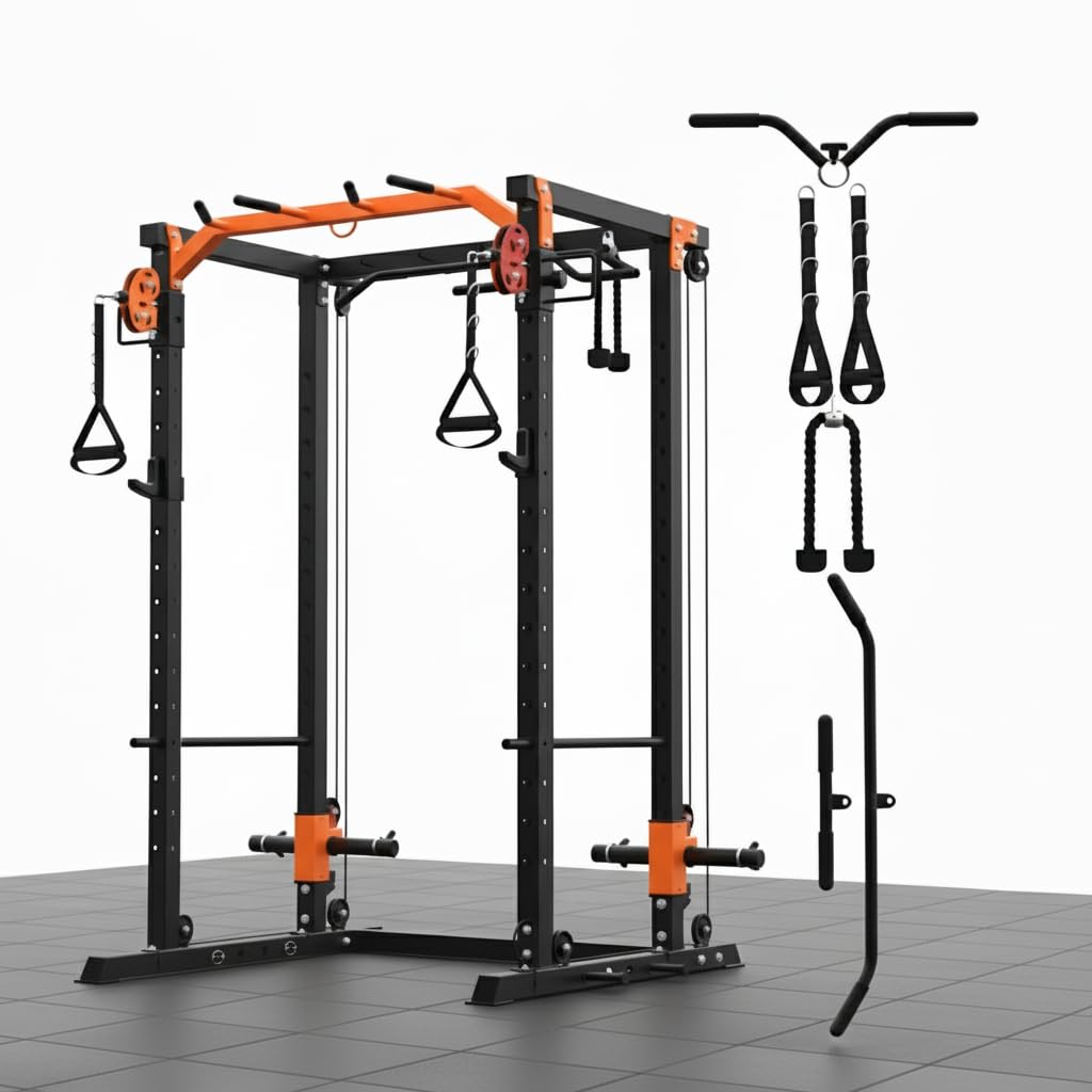 Photo 1 of **SOLD AS IS NO REFUND/RETURN** SEE COMMENTS
GarveeLife Power Cage, All-in-1 Home Gym with LAT Pulldown & Cable System, 2000LBS Squat Rack for Home & Garage & Apartment Use, Workout Cage with More Attachments (Orange