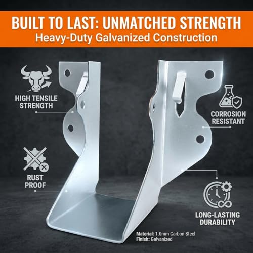 Image of 25 Pack 2x4 Joist Hangers, 18 Gauge Galvanized Face Mount | Wood connectors for rafters, beams and framing projects; suitable for decks, floors and pergolas.