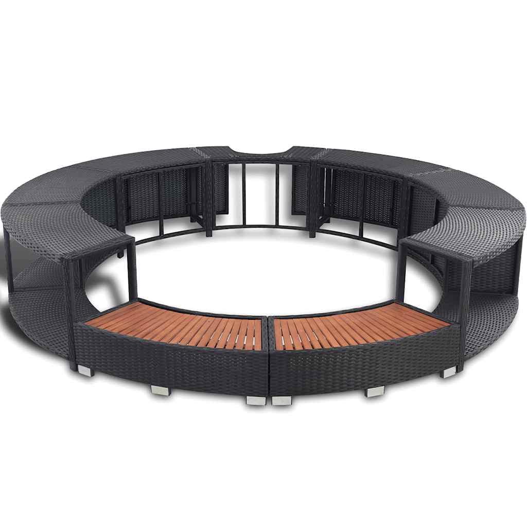 vidaXL Borde Soporte Redondo de Bañera Hidromasaje SPA Ratán Sintético Negro