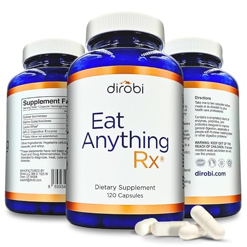 Dirobi Eat Anything Xylose Isomerase Fructose Malabsorption Enzymes, FODMAP Supplement, Digestive...