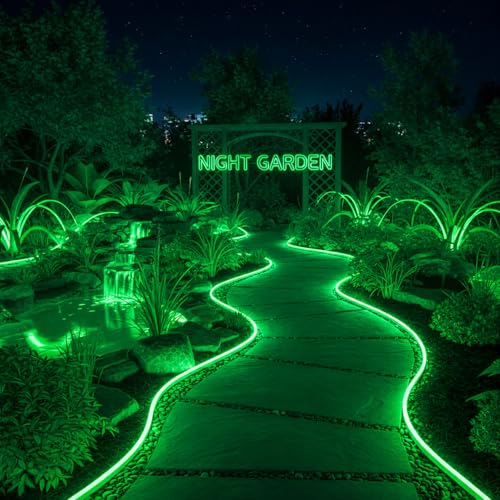 Image of Green Neon LED Strip Light 5 Meter with Adapter | Flexible IP65 Waterproof Silicone Rope Light for Indoor and Outdoor Bedroom, Ceiling, Gaming Room, Party Decoration