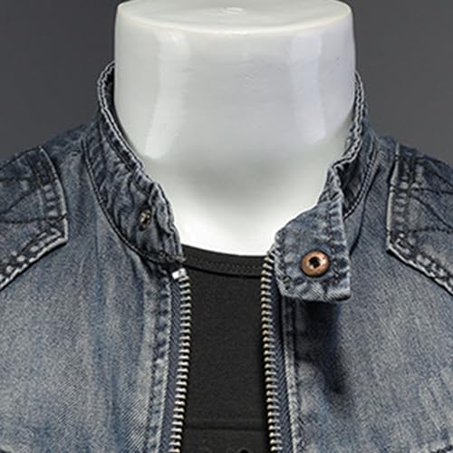 Men's Classic Zipper Sleeveless Jean Jacket Retro Motorcycle Biker Denim Vests Stand Collar Collar Cowboy Vest2