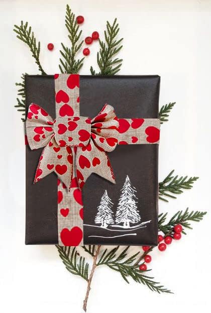 SIMISI RIBBON Burlap Wreath Bow Valentine's Day Red Heart Bows for Wedding Decor DIY Crafts Proposing Gift Ribbon Bow Ornaments 6 x 7.8 Inch - Image 5