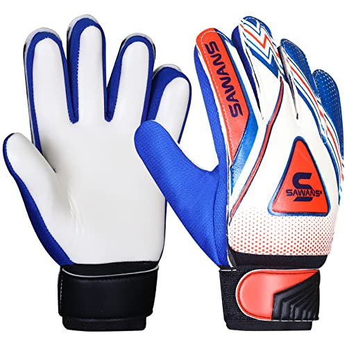 SAWANS Football Goalkeeper Gloves Boys Kids Children Youth Adult Soccer Goalie Protection Goal Keeping Gloves Finger Support Wrist Junior Anti Slip Palm (Size 2 for 4 to 5 year old