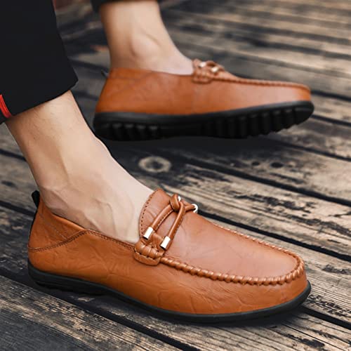 Men's Loafers Genuine Leather Round Toe Stitching Details Comfortable Flexible Anti-Slip Fashion Slip On3