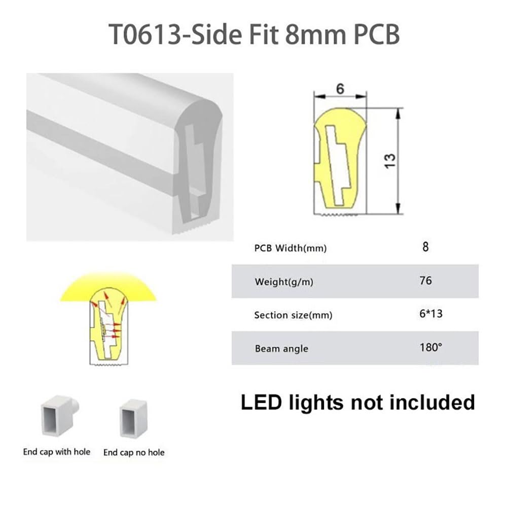 Wasserdichter, flexibler LED-Neon-Silikon-Lichtstreifen – Neonröhre for den Außenbereich, 1/2/3/4/5 m Länge, 1 Stück(White-0613,2m)