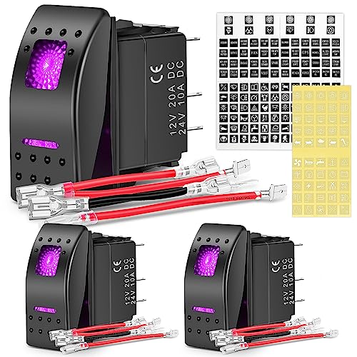 Nilight 3 Pack Rocker Switches 5 PIN with Night Glow DIY Stickers