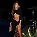 Maxi Skirt Sets for Women Sexy Long Sleeve Crop Top and Cheetah Print Split Maxi Skirt Clubwear Black