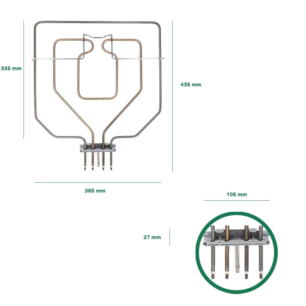 Kenekos - Heizelement 230V 2800W Oberhitze kompatibel mit Siemens Bosch 00470845/470845 | EGO 20.41384.000 Backofen Ofen Grill - Heizspirale Ersatzteil passend für Balay, Constructa, Neff