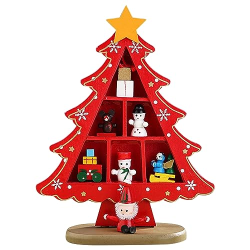Masyrt Árbol de Navidad de madera, exquisito mini árbol de Navidad, convenientemente colocado para la decoración navideña en el centro comercial, hotel (rojo)