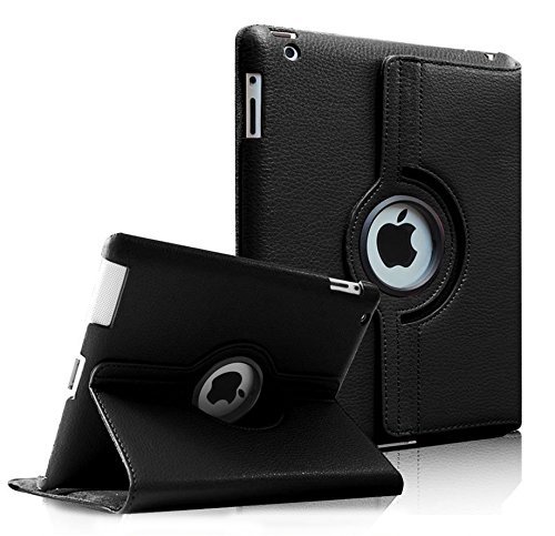 Fitsmart Rotate PU Leather Case Smart Shell Stand Flip Cover for Apple iPad 4 Wi-Fi + Cellular