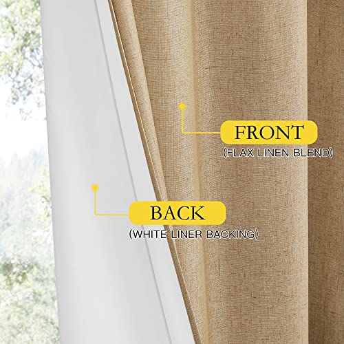 Image of NICETOWN Camel Extra Wide 100% Blackout Linen Curtain for Sliding Door