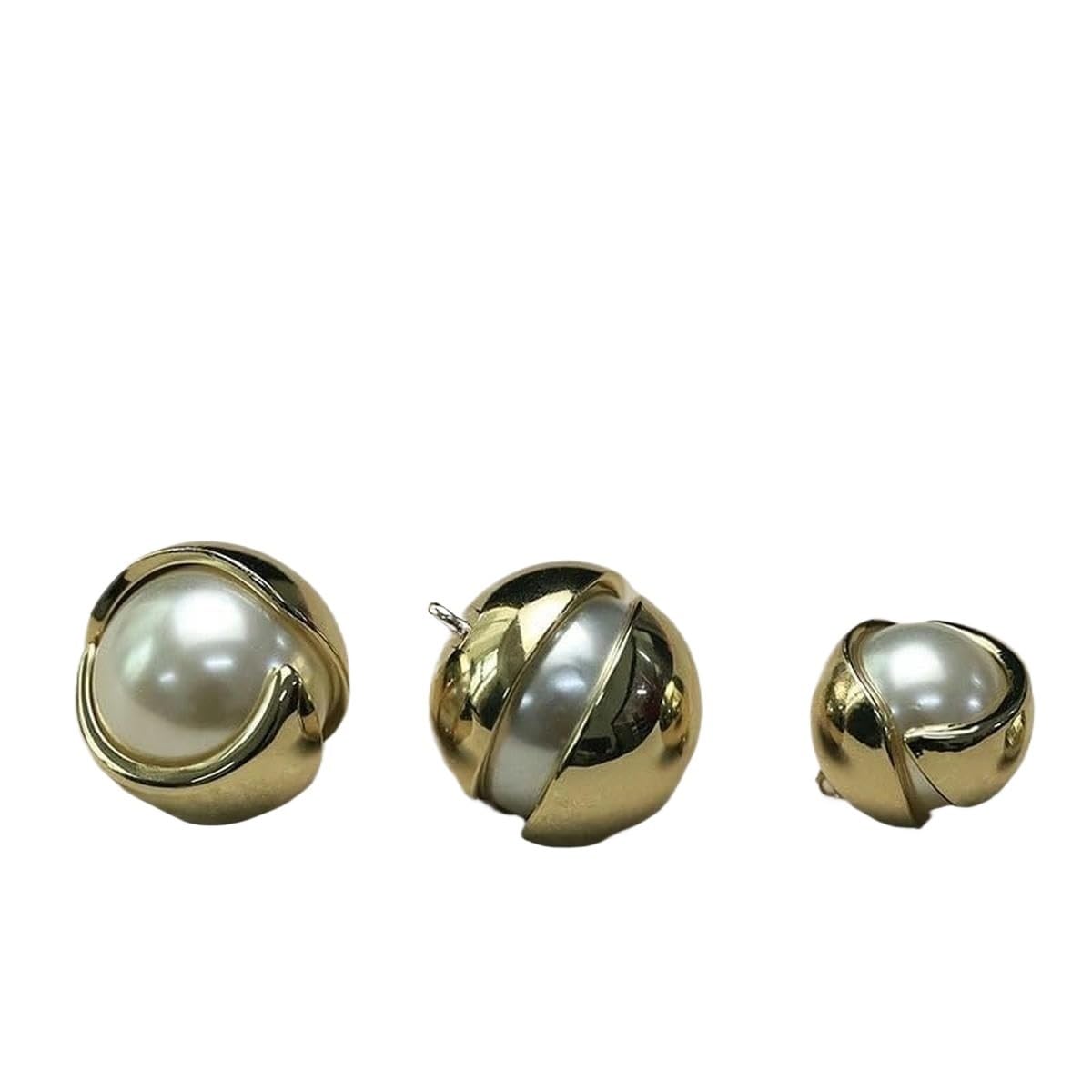 Cyrkonie Sztuczne perły Guziki do szycia, 10 szt. guzików z imitacji pereł i kryształków, dzwonek, wielokolorowe, różne rozmiary, do szycia(Gold,23 mm)