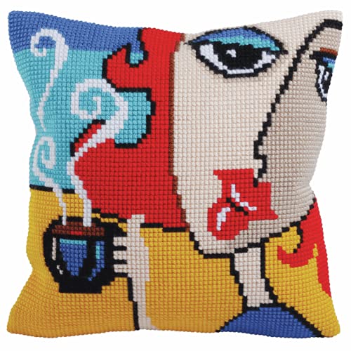 Point de croix pour coussin café parfumé, le cadeau fait-main idéal