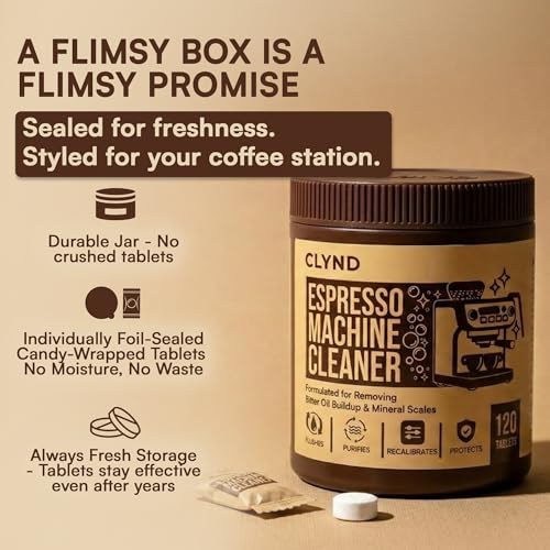 Image of Espresso Machine Cleaning Tablets 120-Pack Portafilter Cleaner Descaler Compatible with Breville Espresso Machine, Gaggia, Delonghi, Jura, Philips Expresso Cleaning Tablets Backflush Oil Remover