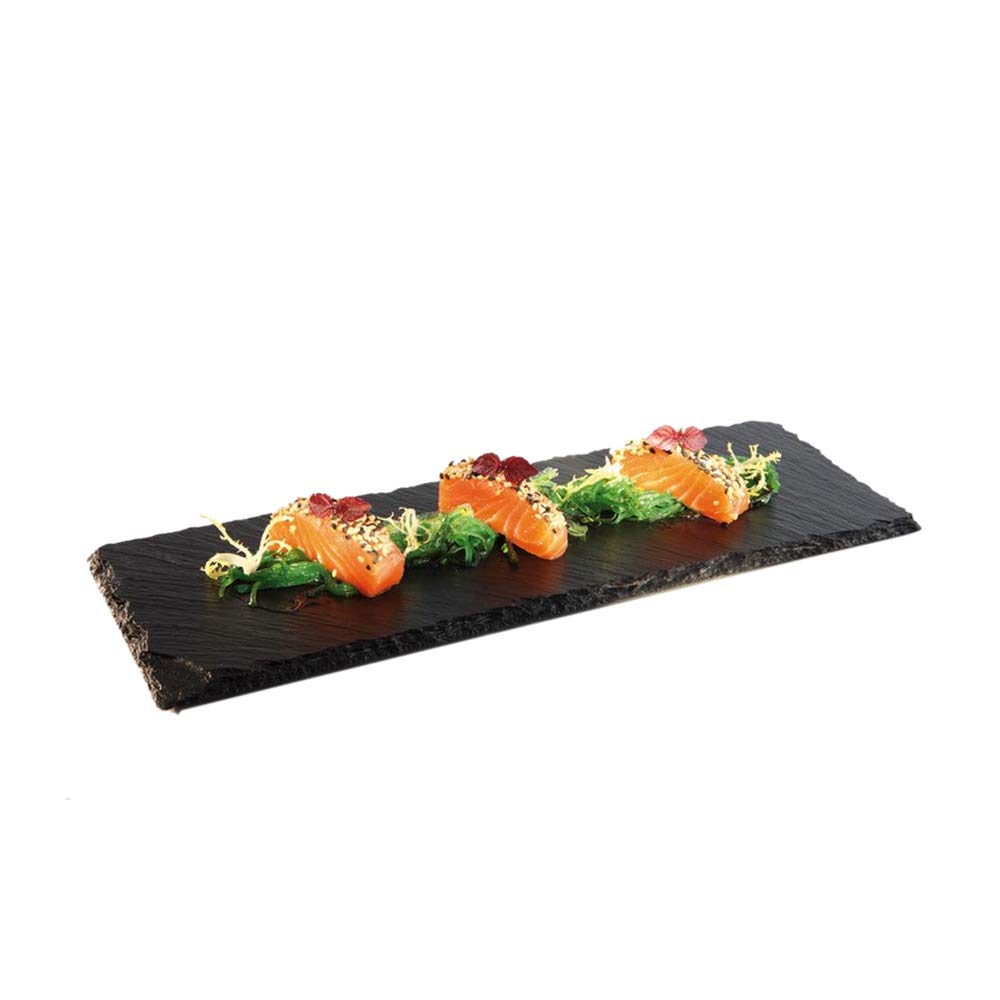 Tabla De Pizarra Natural APS - 30x12 Cm, 6-9 Mm Grosor, Con Patas Antideslizantes, Ideal Para Servir