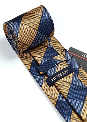 Image of HISDERN Ties for Men Solid Houndstooth Neckties Handkerchief Formal Business Tie & Pocket Square Set Wedding Party