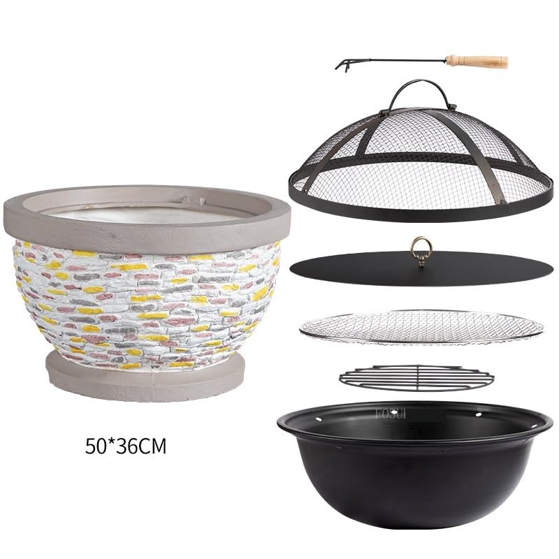 braciere da campeggio Braciere for riscaldatori da esterno Braciere a carbone Stufa a carbone rotonda for uso domestico Bracieri for riscaldamento da cortile esterno griglia di cottura rimovibile per
