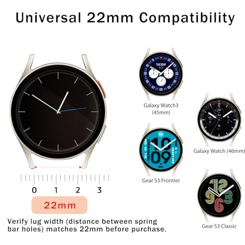 22mm Premium Italy Leather Watch Bands Compatible with Samsung Watch 3 45mm, Galaxy 46mm, Gear S3 Frontier, Quick Release Wear-resistant Leather Watch Straps Replacement Band for Women Men