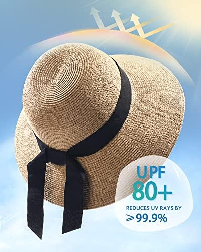 FURTALK Womens Beach Sun Straw Hat UV UPF50 Travel Foldable Brim Summer UV Hat 8 FURTALK Womens Beach Sun Straw Hat UV UPF50 Travel Foldable Brim Summer UV Hat