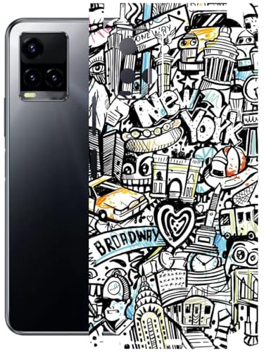 Image of AtOdds - Full Body Back Screen Guard Protector Film - Lamination Wrap Skin Sticker Compatible with VIVO Y33T | Scratchproof Matte Finish (Graffiti 26)
