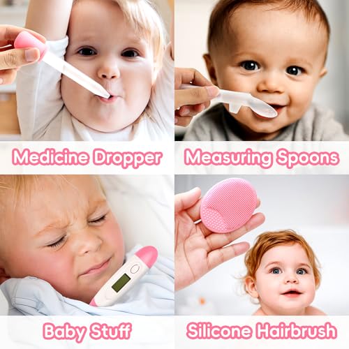 baby grooming kit infant safety care set with hair brush comb nail clipper nasal aspiratorbaby essentials kit for newborn girls boys pink baby grooming kit