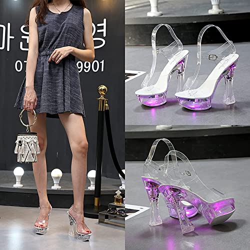 Tophacker Women's 14CM/5.5IN Chunky Heel LED Lights Transparent Platform Sandals Sexy Stripper Performance Heels Pole Dancing Special Occasion Shoes Shoes2