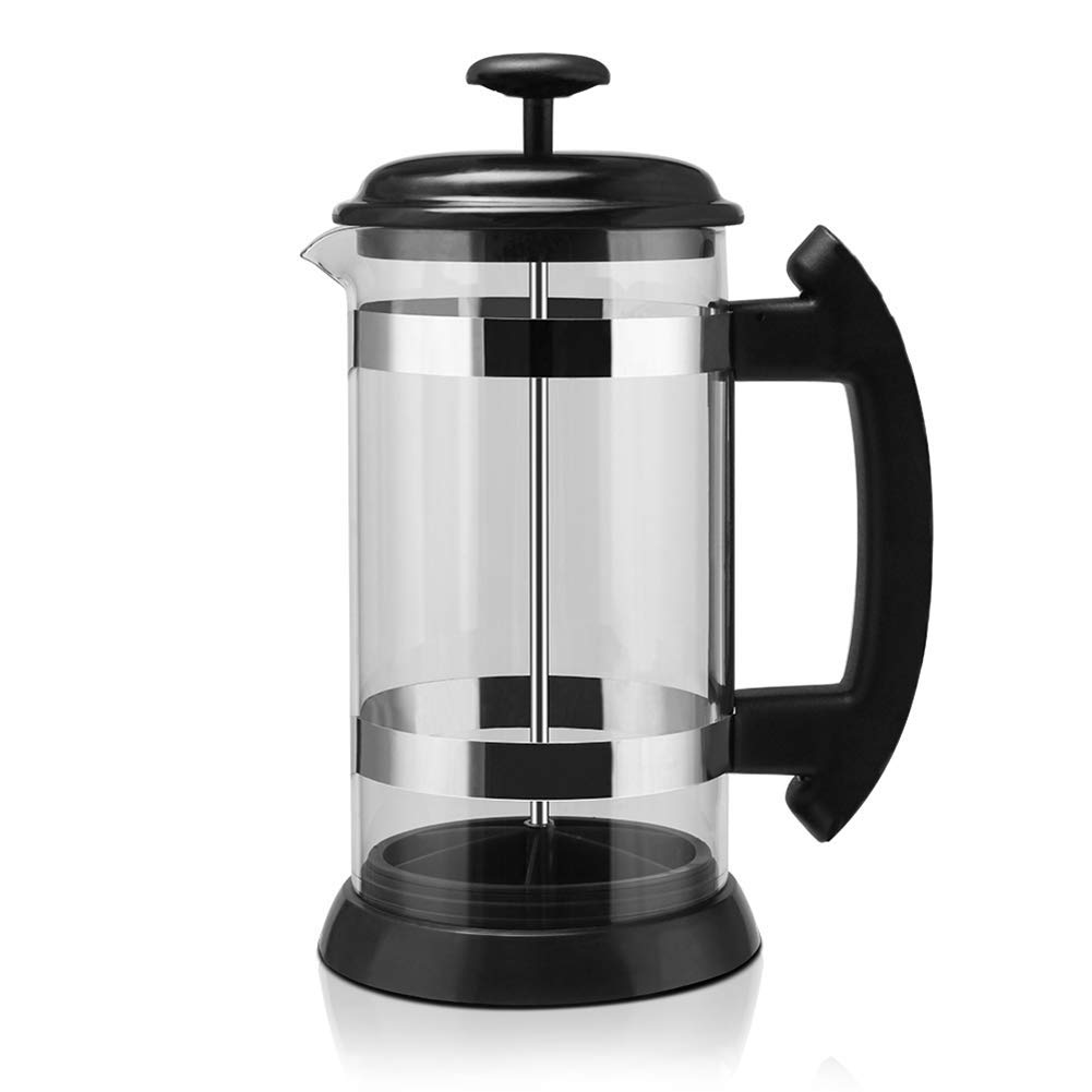 JRZTC Coffee Maker-Best Press Coffee Maker-34 Ounces, Stainless Steel 304 with Lid, Heat-Resistant Borosilicate Glass with Filter, 8 Cups, No Coffee Grounds