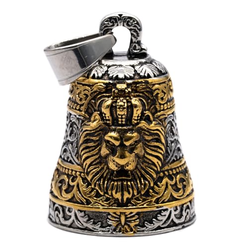Image of Royal King Lion Head Guardian Motorcycle Bell with Hanger for Biker,Good Luck Keychain & Motorcycle Accessories