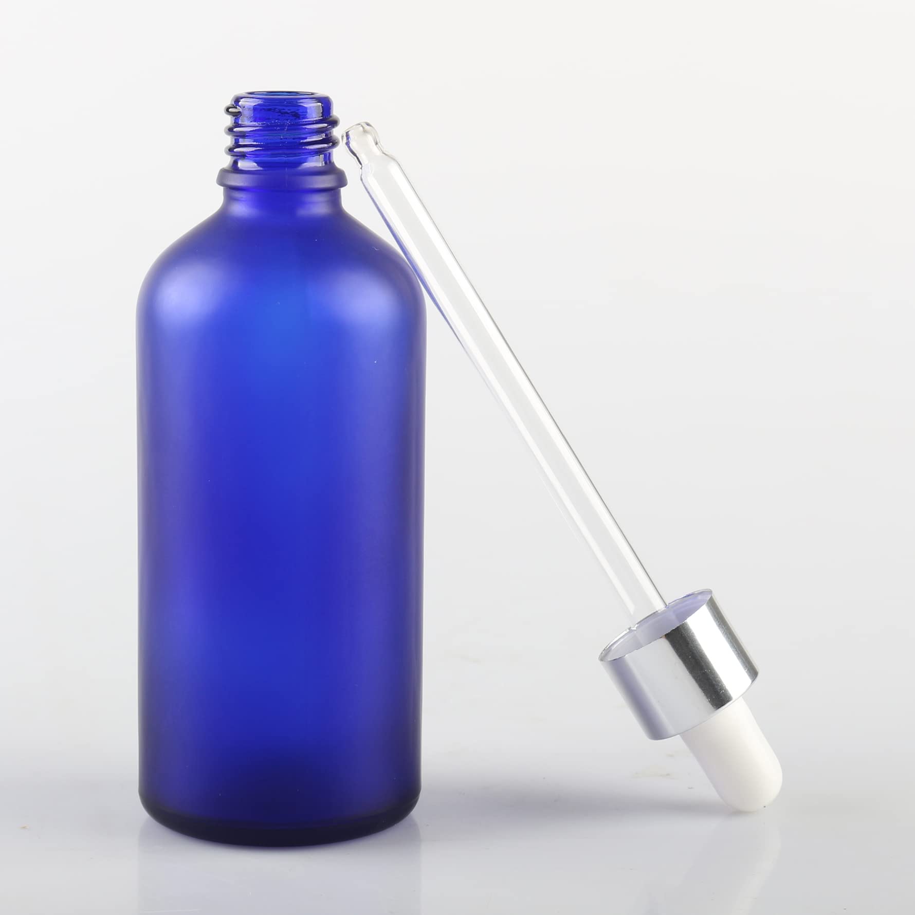12 Pieza, 100ml Mate Azul Botellas de Cristal con Pipeta, Frasco Cuentagotas Cristal con Tapón de Rosca Plata, para Aromaterapia Aceites Esenciales