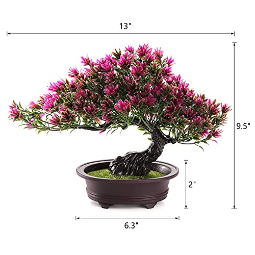 Zeayea 2 Pack Artificial Bonsai Tree, Small Fake Plants Decor, Indoor Faux Potted Plant For Living Room Home Table Bathroom Bedroom Office Shelf Farmhouse Decorations, 9.5" Height #TOP1