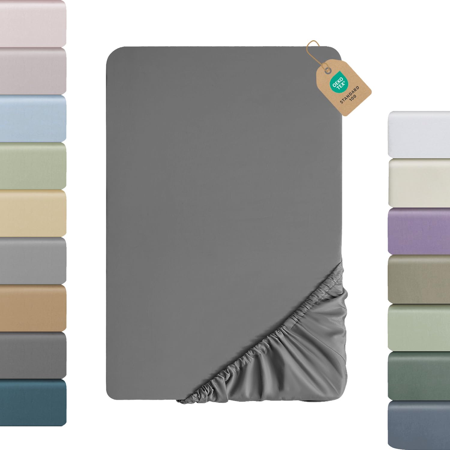 SOULFUL Satin Spannbettlaken, 100% Langstapelige Baumwolle Spannbettlaken