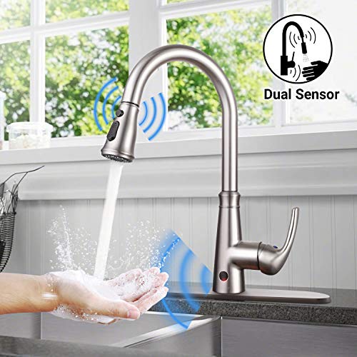 Touch on Kitchen Faucet, Dalmo DAKF5F Touchless Kitchen Faucets with Fingerprints Resistant, Single