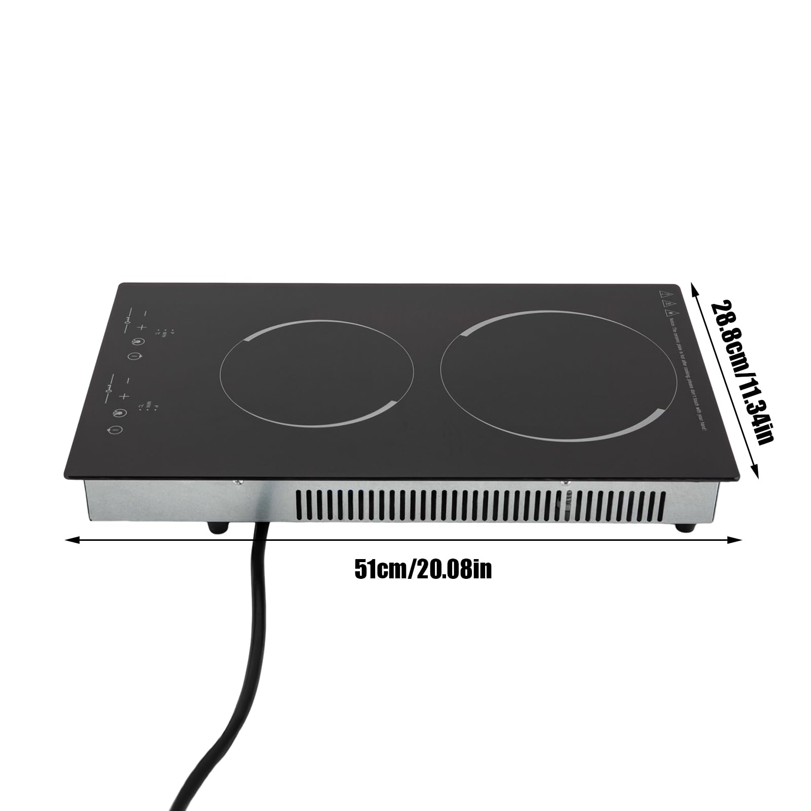LNUJIUN 2 Burners Electric Cooktop with Plug & 9 Heating Levels 1500W Countertop & Built-in Ceramic Cooktop Touch Adjustable Control for Kitchens, Offices, Restaurants