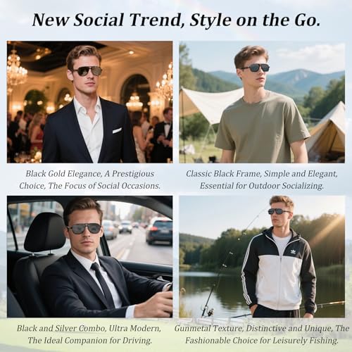 Men's Polarized UV400 Sunglasses - Black Frame, Lightweight 29g, Perfect for Fishing, Driving, Travel, Stylish Design, Polarized Lenses, Anti-Glare, UV Protection,Black2