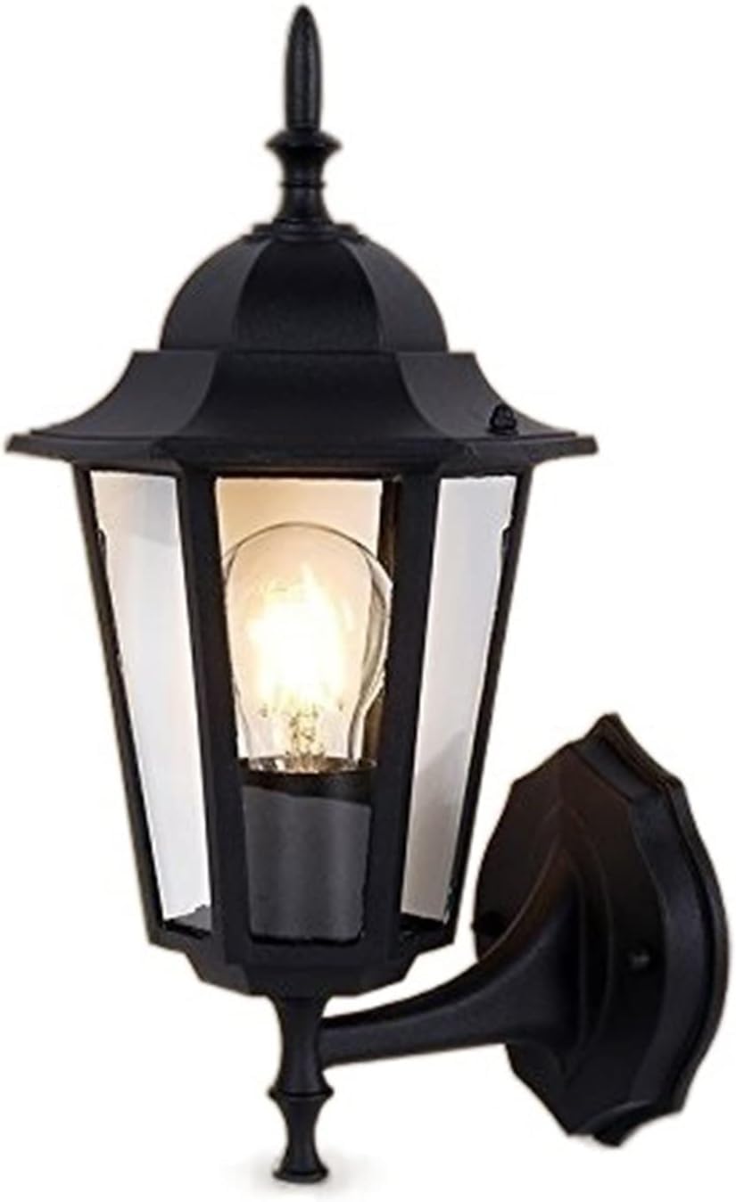 noxozoqm European Vintage Balcony Staircase Aisle Lantern, Black Outdoor Waterproof Wall Lantern, Garden Balcony Lighting