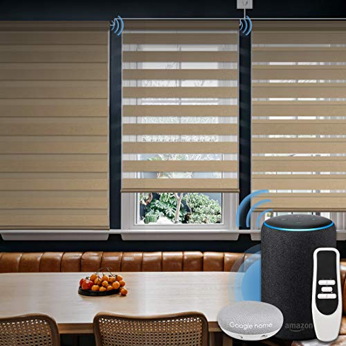 Graywind Motorized Zebra Sheer Shade Compatible with Alexa Google WiFi Smart Home Hardwired