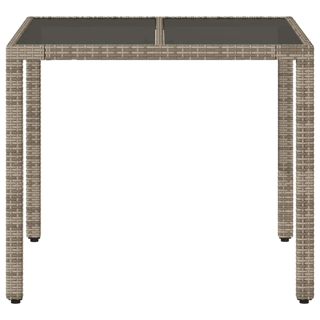 Generisch Gartentisch mit Glasplatte Grau 90x90x75 cm Poly Rattan,Möbel,Gartenmöbel,Gartentische-365526