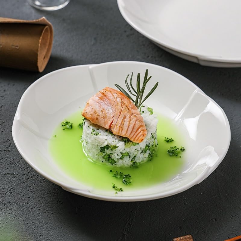 Talerz obiadowy, talerze z kwiatowym wzorem, kreatywne głębokie do domu, zastawa stołowa do restauracji, ceramiczne talerze obiadowe do zupy można układać w stos