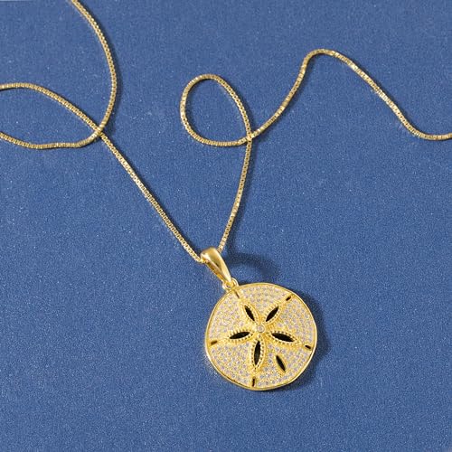 Aloha Jewelry Company 925 Sterling Silver Sand Dollar Cubic Zirconia Pave Sea Life Charm Necklace Pedant with 18" Box Chain, Nickle Free Hypoallergenic for Sensitive Skin, with Gift Box2