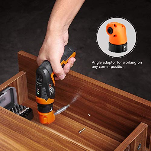 TACKLIFE SDP51DC Electric Screwdriver, 3.6V MAX 2.0Ah Li-ion Cordless Screwdriver Rechargeable, 4N.m, 33pcs Accessories, USB Fast Charging, With LED, for Mounting Furniture, Shelves, Mini-blind etc.