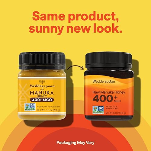 Image of Wedderspoon Raw Manuka Honey 400+ MGO, 8.8 Oz, Unpasteurized New Zealand Honey, Non-GMO, BPA-Free Jar, Superfood & Natural Wellness Support